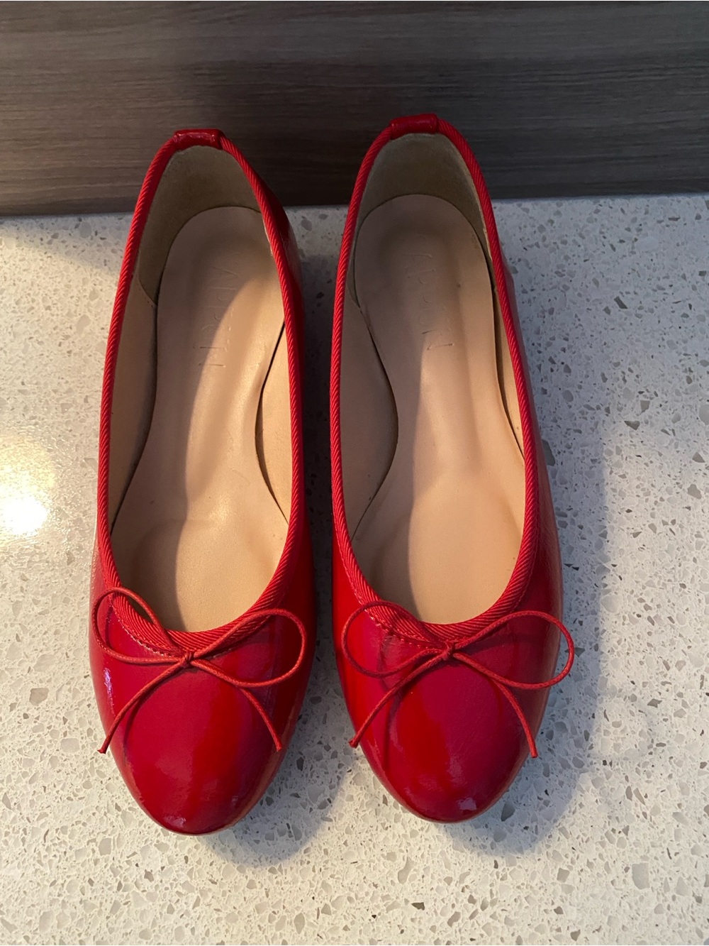 Red Patent Ballet Flats with Decorative Bow